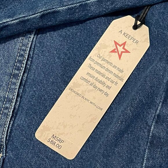 RED STAR distressed jean jacket medium blue size M  NWT - Picture 6 of 6